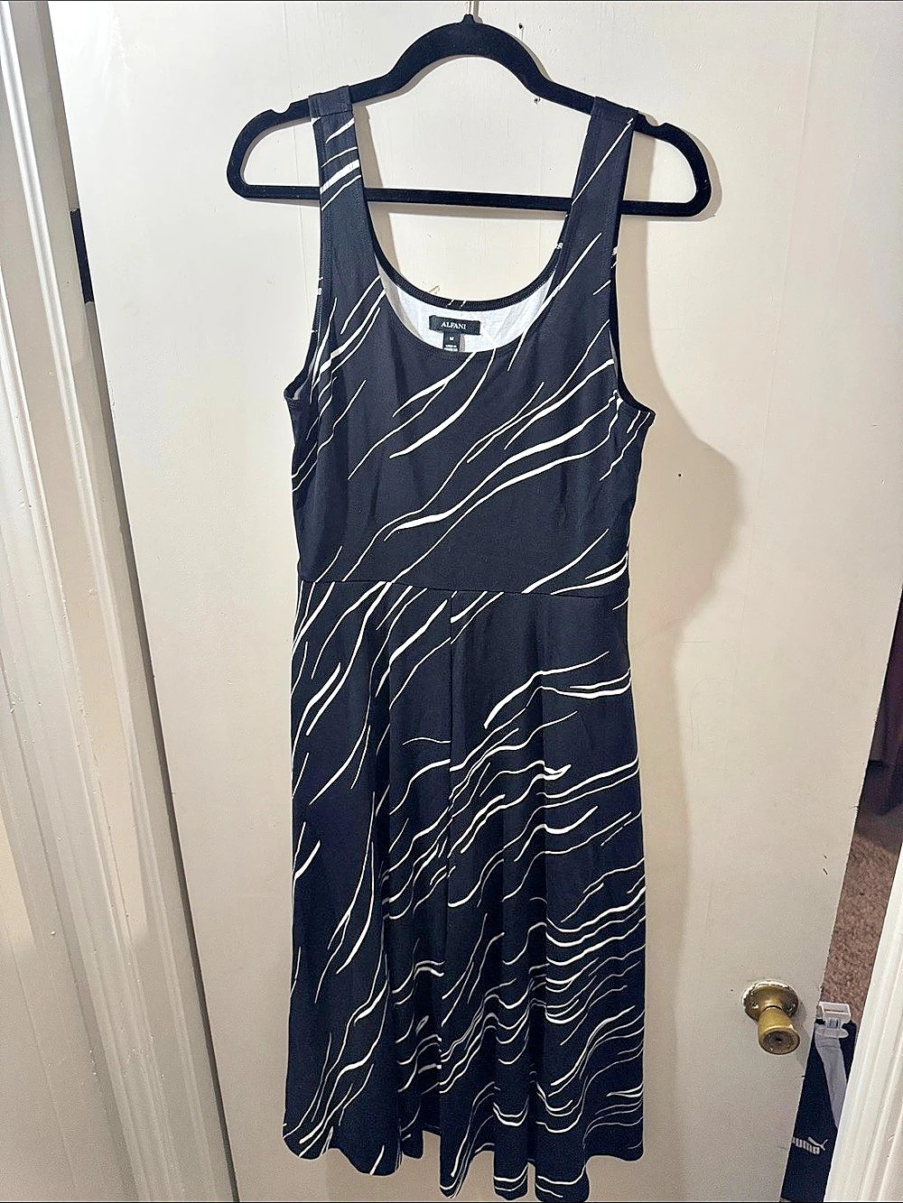 Alfani Abstract Print Sleeveless Dress Black & White Medium